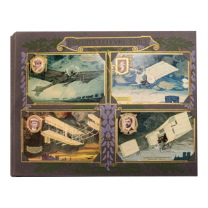 1905 French Art Nouveau Album of Biscuit Lu Collectible Postcards (Aviators)