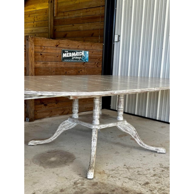 Off-white Modern History Home Custom Round to Oval Extension Dining Table For Sale - Image 8 of 11