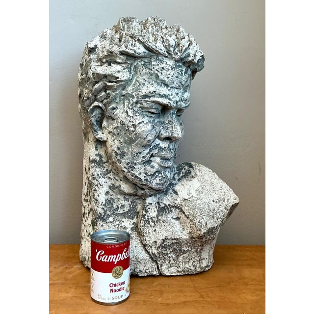 Stone Vintage Weathered Stone Bust Wall Sculpture For Sale - Image 7 of 14