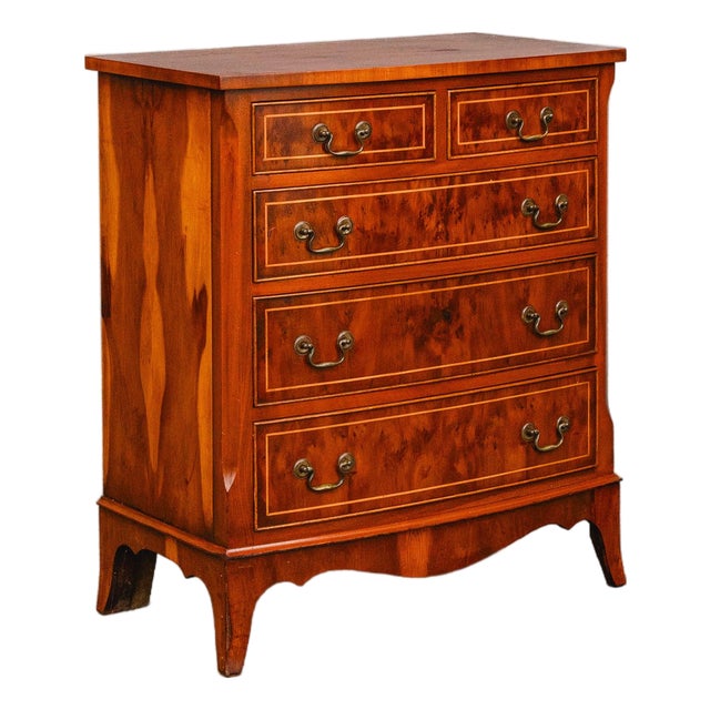 English Chest of Drawers in Yew, Late 20th Century For Sale