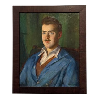 Portrait of e.r.s. Man With a Mustache by Justi Pardi For Sale