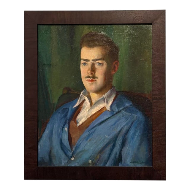 Portrait of e.r.s. Man With a Mustache by Justi Pardi For Sale
