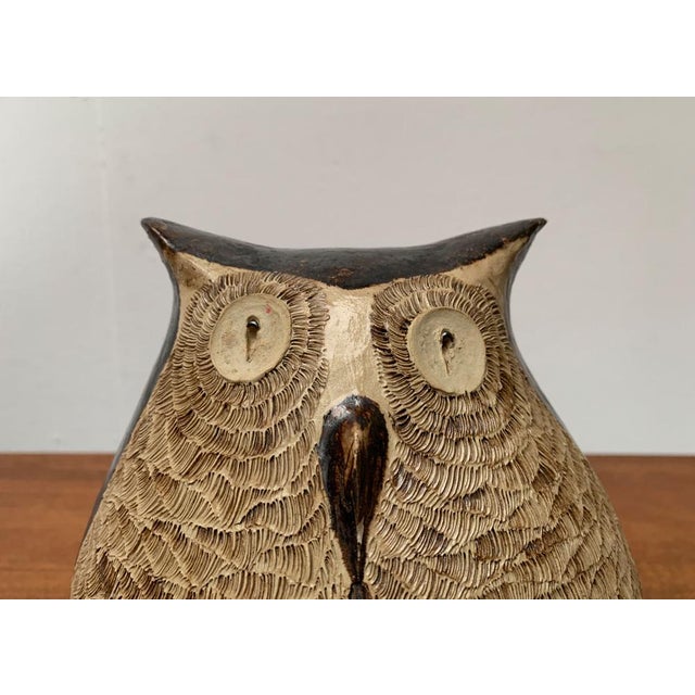 Ceramic Large Studio Pottery Owl Sculpture, 1980s For Sale - Image 7 of 18