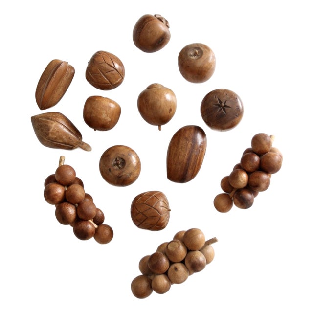 Mid-Century Carved Wood Fruit Set For Sale