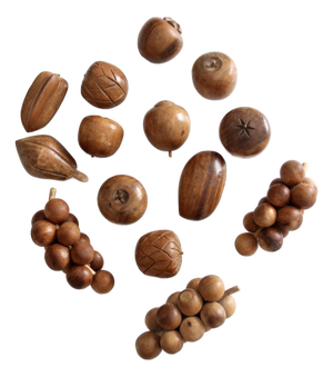 Mid-Century Carved Wood Fruit Set