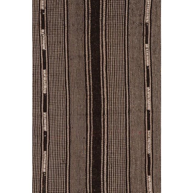 Vintage Persian Kilim, Brown and Beige Geometric Striped Patterns - Rug & Kilim For Sale In New York - Image 6 of 9