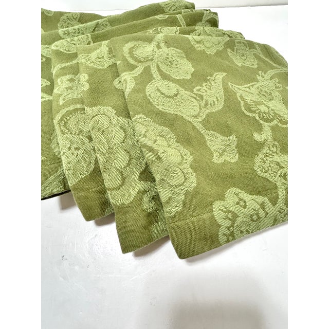 Green Late 20th Century Pottery Barn Green Jacquard Cloth Napkins – Botanical Floral Tabletop Linens - Set of 8 For Sale - Image 8 of 13