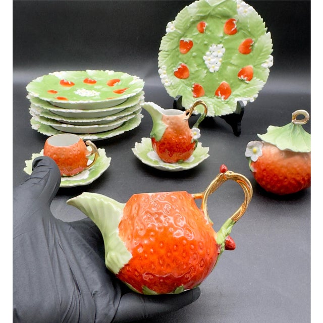 Figurative Antique Royal Bayreuth Strawberry Porcelain Tea Set For Sale - Image 3 of 10