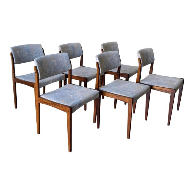 Set of 6 Danish Rosewood Dining Chairs by Bramin - Vintage Scandinavian Modern Upholstered Chairs 1960s For Sale