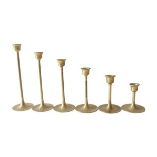 Collection of Brass Tulip Candlesticks For Sale