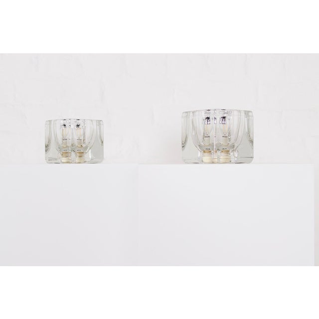 Mid-Century Modern Glass Ice Cube Lamps, 1970s, Set of 2 For Sale - Image 3 of 8