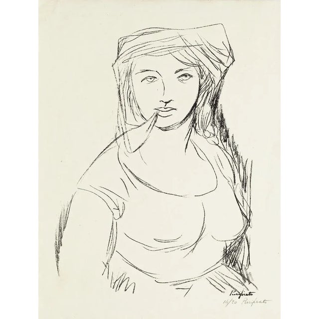 Woman is an original lithograph, realized by Domenico Purificato. hand-signed numbered on the lower right, edition of...