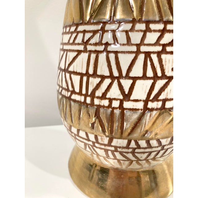 1960s 1960s Mid-Century Modern Geometric Mosaic Gilt Ceramic Table Lamp For Sale - Image 5 of 10