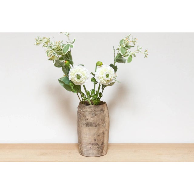 This charming antique carved wood pot was crafted from teak and originally used in Village kitchens in North India to...