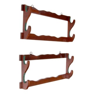 Mid-Century Wooden Gun Rack Pair For Sale