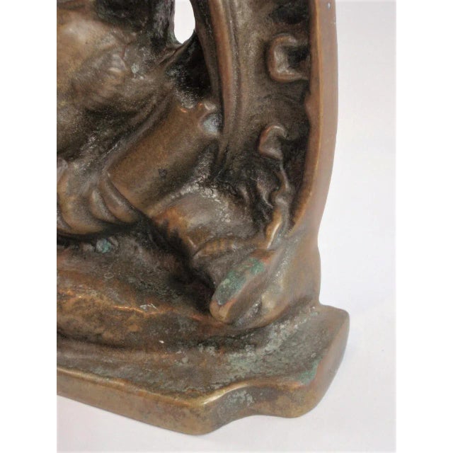 Metal Vintage Cast Fox Hunt Brass Decorative Doorstop For Sale - Image 7 of 10
