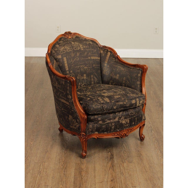 French 1930's French Louis XV Style Carved Barrel Bergere Armchair For Sale - Image 3 of 12