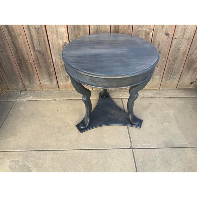 Wood Shabby Chic Round End Table With Finish For Sale - Image 7 of 7