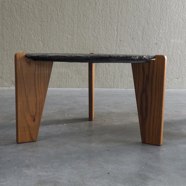 Brutalist Slate and Pine Side Tables, 1970s, Set of 2 For Sale - Image 12 of 18