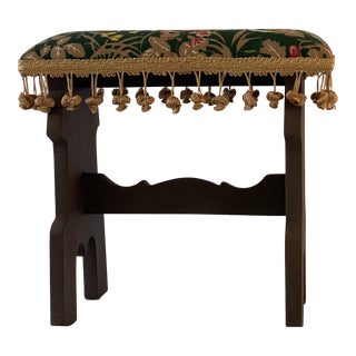 Late 20th Century Wooden Small Footstool Upholstered With Reindeer Motif For Sale