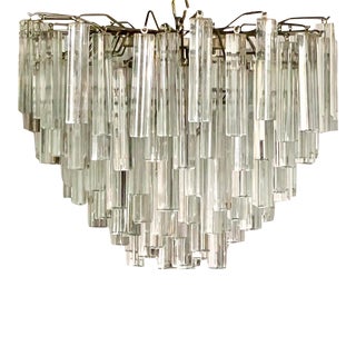 Mid-Century Modern Murano Trilobo Design Glass Chandelier by Venini For Sale