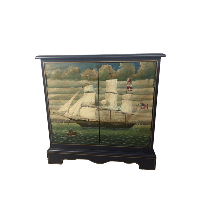 Pair of Hand-Painted Nautical Cabinets, Clipper Ship & Compass Rose Design For Sale - Image 18 of 18