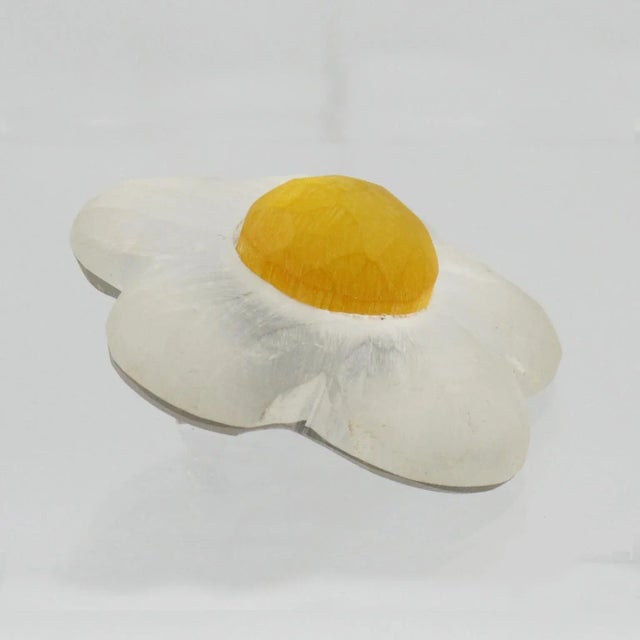 Kaso Carved Lucite Pair of Clip Earrings Oversized Daisy Flower For Sale In Atlanta - Image 6 of 6