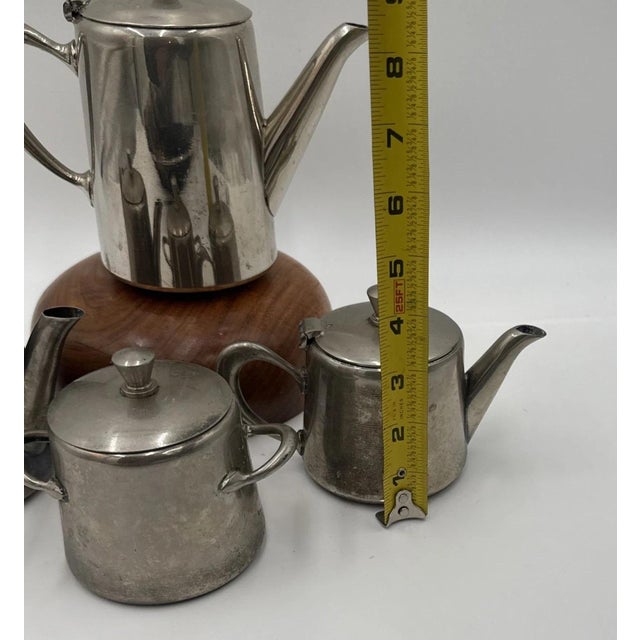 Moroccan Berrad Silver-Plated Teapot Set, 4 Pieces For Sale - Image 4 of 11