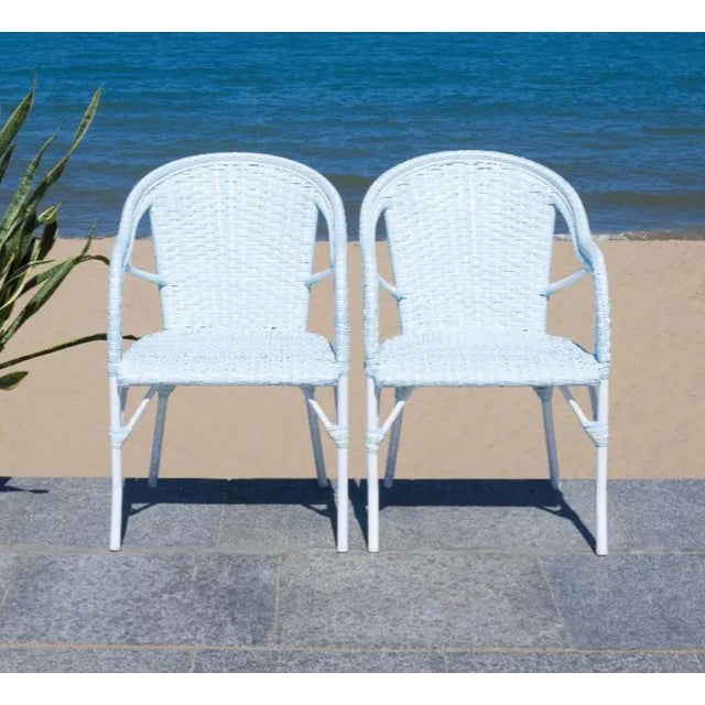 Contemporary California Armchair, Set of 2 - Baby Blue/White For Sale - Image 3 of 10
