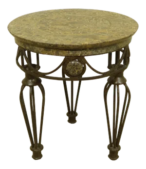 Maitland Smith Round Marble Top Iron Base Table