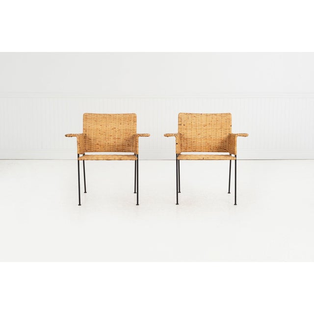 Pair of Van Keppel-Green “VKG” Model 864 Club Chairs, California, 1953 Pair of handwoven rattan Model 864 club chairs by...
