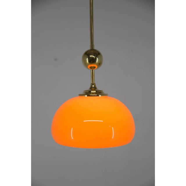 Orange Glass and Brass Pendant, 1980s For Sale - Image 9 of 10