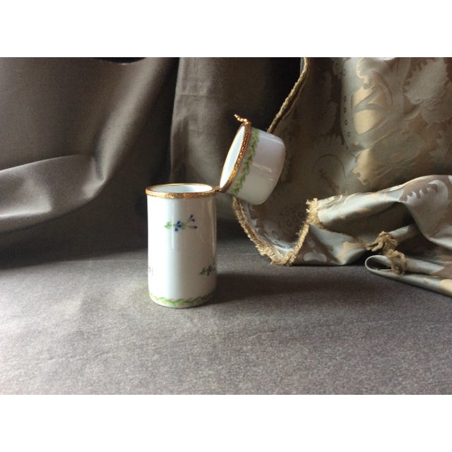 Metal Limoges Porcelain Cigarette Box With Roses & Blue Cornflowers For Sale - Image 7 of 10