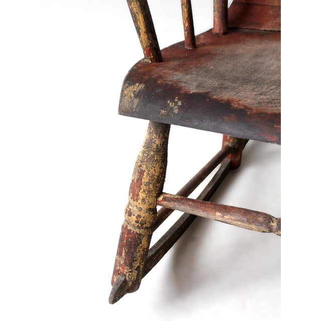 Antique American Windsor Rocking Chair Primitive For Sale - Image 4 of 17