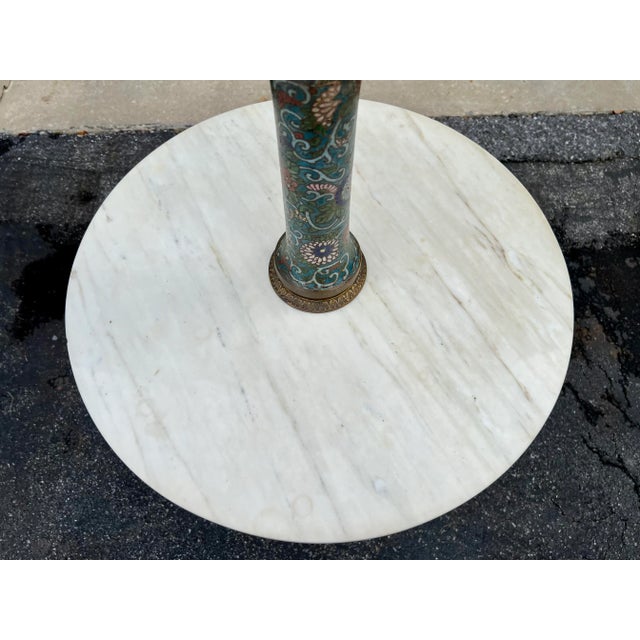 Early 20th Century Doris Duke Shangri-La Style Cloisonné Marble Lamp Table For Sale - Image 4 of 12