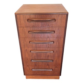 Mid-Century Danish Teak G - Plan Tall Dresser 6 Drawer For Sale
