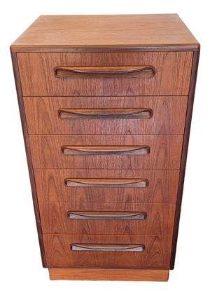 Mid-Century Danish Teak G - Plan Tall Dresser 6 Drawer