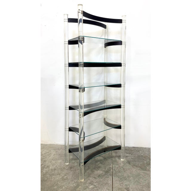 Wood Vintage Lucite, Rosewood Etagere, Charles Hollis Jones Style For Sale - Image 7 of 10