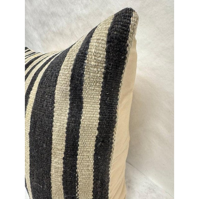 Contemporary Turkish Hemp Pillow Cushion Natural Beige Black Pillow Cushion Cover 16" x 24" For Sale - Image 3 of 4