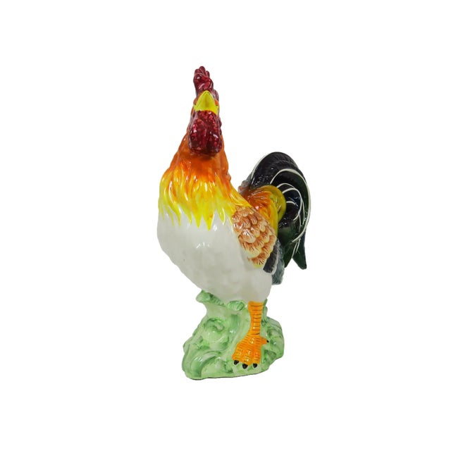 Rustic European Vintage Extra Large Life-Size Italian Ceramic Rooster For Sale - Image 3 of 12