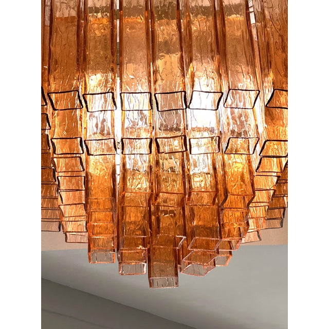 Italian Luxury Italian Amber-Rosè “Squared” Murano Glass Squared Flush Mount For Sale - Image 3 of 4