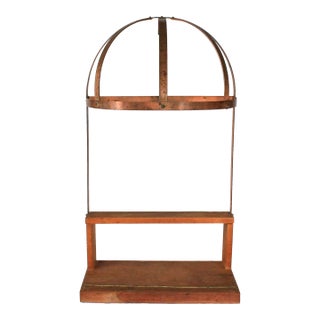Vintage Rustic Farmhouse Copper & Wood Kitchen Shelf For Sale
