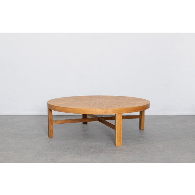 Wood Round Coffee Table in Oak For Sale - Image 7 of 8