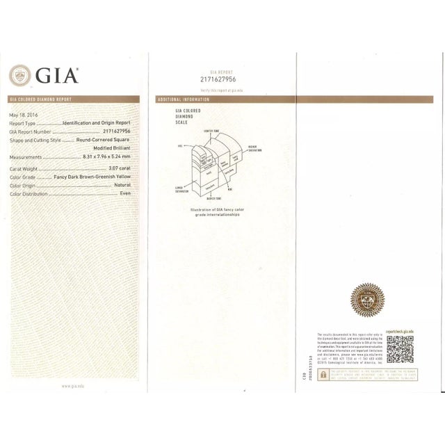 Metal Natural Fancy Diamond Ring Greenish Yellow 14k Gold Halo Engagement GIA For Sale - Image 7 of 8