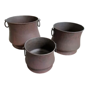 Vintage Copper Cauldrons - Set of 3