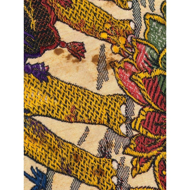 Blue Persian-Style Pictorial Woven Tapestry With Royal Court Scene & Gold Fringe For Sale - Image 8 of 15
