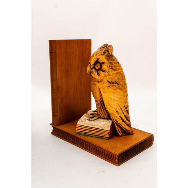 Carved Owl Motive Lime Wood Bookends, Vienna, 1960s, Set of 2 For Sale - Image 18 of 18