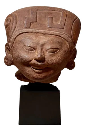 Circa 1940s Mounted Terracotta Sculpture of a Pre-Columbian Style Figure