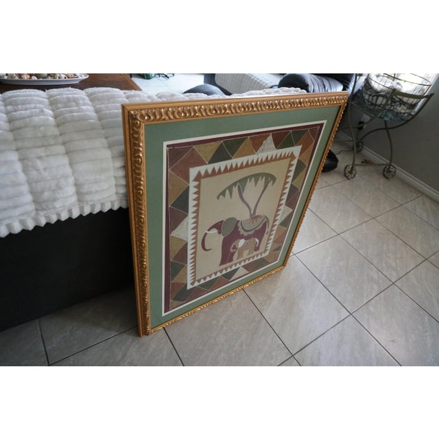 African Vintage Zambian Batik Textile Artwork in Custom Gilt Frame For Sale - Image 3 of 3