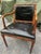 Mid-Century Hollywood Regency Faux Bamboo & Tufted Black Leather Armchair For Sale - Image 11 of 11